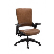 לייף כסא מנהל נמוך שחור PU סינכרוני מושב החלקה ידיות מתכווננות 3D ורגל ניילון לבנות