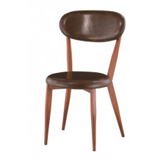 אילנית כסא מסעדה לבן /שחור דמוי עור PU שלד מתכת דמוי עץ טבעי