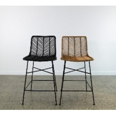 רוסלנה כסא בר מעוצב ,רטאן מעובה -צבע שחור -שלד מתכת שחור -  גובה מושב  65  ס