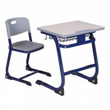 מייקי  שולחן תלמיד  סינגל- שלד כחול פלטה אפורה+ סלסלה