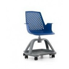 אלרום כסא סטודנט בסיס פלסטיק מחוזק אפור + גלגלים , מושב פלסטיק