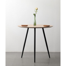 סלין שולחן עגול פלטה עץ שחור רגלי מתכת שחורה קוטר 90 גובה 75 ס