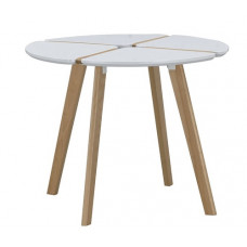 קמדן שולחן אירוח  עגול-  רגלי  עץ טבעי טופ לבן גובה 73 ס