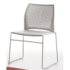 ברנדון כסא  אירוח איטלקי ,שלד מגלש -ניקל (נערם  ) מושב  פלסטיק לבן