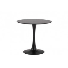 שולחן אירוח-המתנה דגם 232 - רגל מתכת שחורה*לבנה  פלטה MDF שחורה קוטר 90 גובה 72 סמ