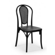 סוזו C כסא אירוח-אולם אירועים - גוף פלסטיק -צבע שחור כרית גב- מושב אפור