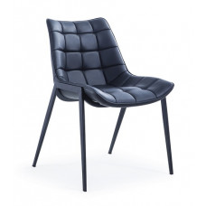 שונית כסא  אירוח מעוצב שלד  שחור דמוי עור שחור עיצוב  קוביות מידות 61*52*78 סמ גובה מושב  45 ס