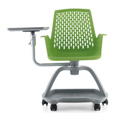 אלרום כסא סטודנט בסיס פלסטיק מחוזק אפור + גלגלים , מושב פלסטיק + ידית סטודנט מתכווננת 360