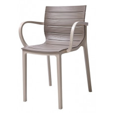 מתן כסא  אורח- פלסטיק  מחוזק - מושב  אפור  בסיס  חום