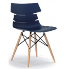 כסא אירוח VIA פלסטיק שחור רגלי עץ משולב פלדה