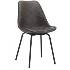 גילי כסא אירוח-בתי קפה  , רגל  מתכת  שחורה מושב מרופד  דמוי עור חום + טקסטורה