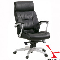 כסא מנהלים אורטופדי ומפואר מעור אמיתי עם גב גבוה ורגלי אלומיניום דגם פנטגון מנהל גבוה רהיטי הכח