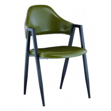 ברון כסא מסעדה/בתי קפה דמוי עור PU רגל מתכת צבע עץ