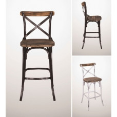 ג'ו כסא בר - שלד צבע נחושת/לבן עתיק מושב-גב עץ אגוז,