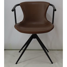יאיר כסא אירוח מעוצב, רגל  מתכת מסתובבת - מרכזית שחורה -מושב דמוי עור  שחור