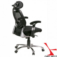 כסא מנהלים עם מנגנון סינכרוני משוכלל ריפוד בד רשת איכותי דגם אמדאוס גבוה שחור רהיטי הכח