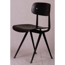 גריי גוס כסא מסעדה שלד  מתכת שחור מושב עץ אגוז